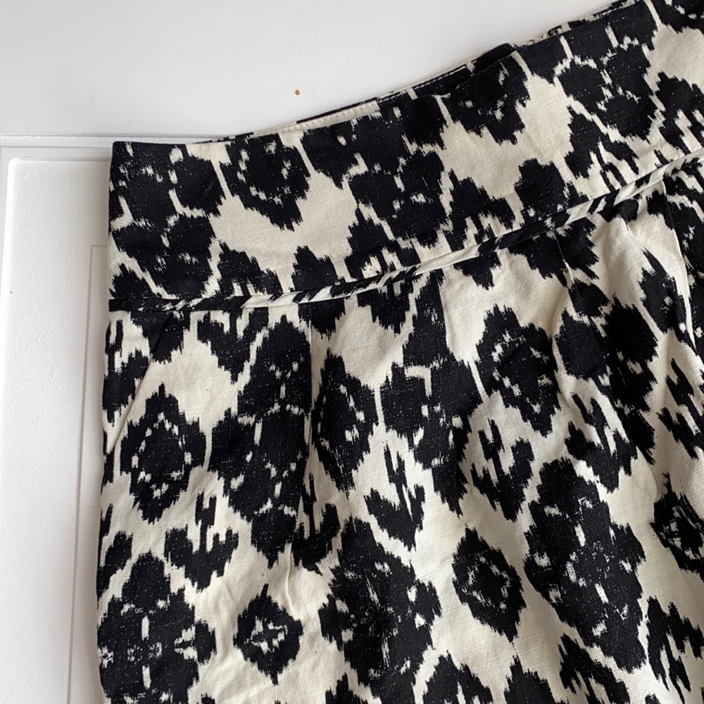 LOFT Linen Blend Aztec Design Skirt Black/Cream 2 - Picture 3 of 6